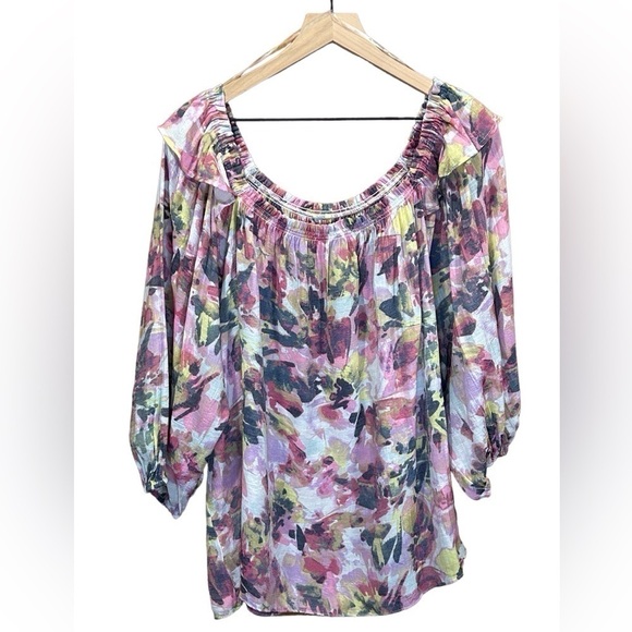 Zac & Rachel Women’s Plus Size Floral Tie Dye Multi-Colored Blouse Size-2X - Picture 4 of 11